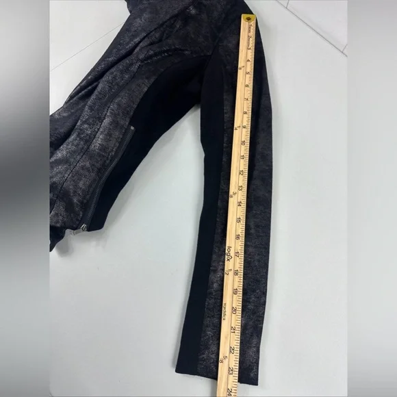 Cache Sz S Black Coated Drape Open Front Cardigan Sweater Side & Sleeve Zip - Picture 11 of 13